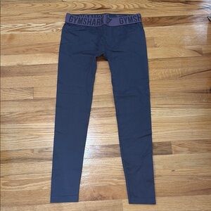 Gymshark Charcoal Leggings with Purple Waistband